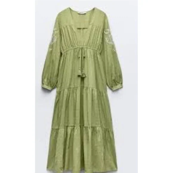 Zara | Dresses | Zara Sz Xs Women Long Sleeve Boho Tiered Dress Swiss Dot Green Embroidery Tassel | Poshmark Zara | Dresses | Zara Sz Xs Women Long Sleeve Boho Tiered Dress Swiss Dot Green Embroidery Tassel | Poshmark